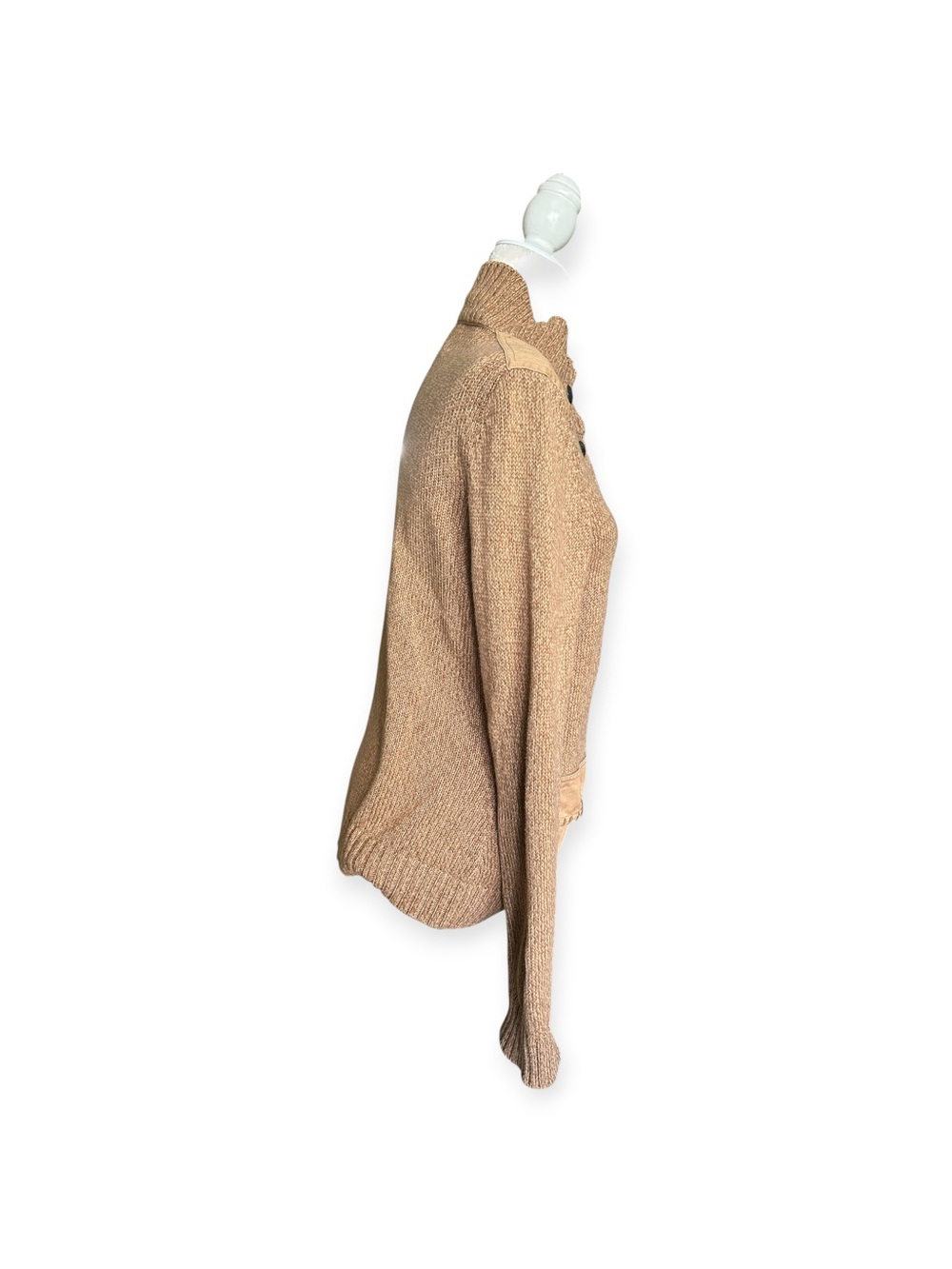 Ralph Lauren Vintage knit Cardigan Sweater – Camel with Suede Pockets - L - Picture 5 of 12